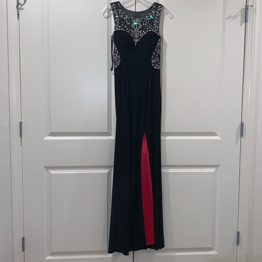 Black beaded formal dress